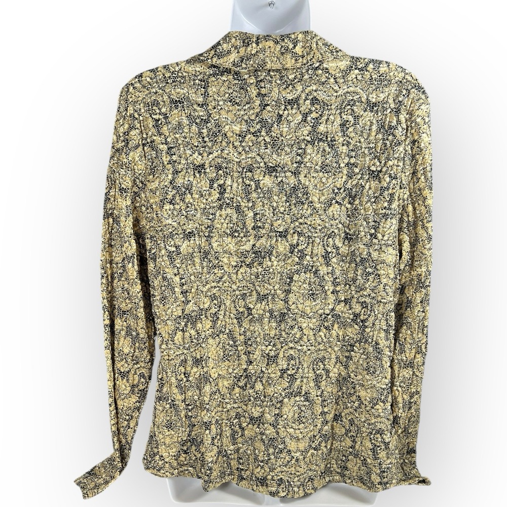 NWT Women's Woven Gold Snake Overlay Black Lining Collar Button Mob Wife Texture - Picture 4 of 14